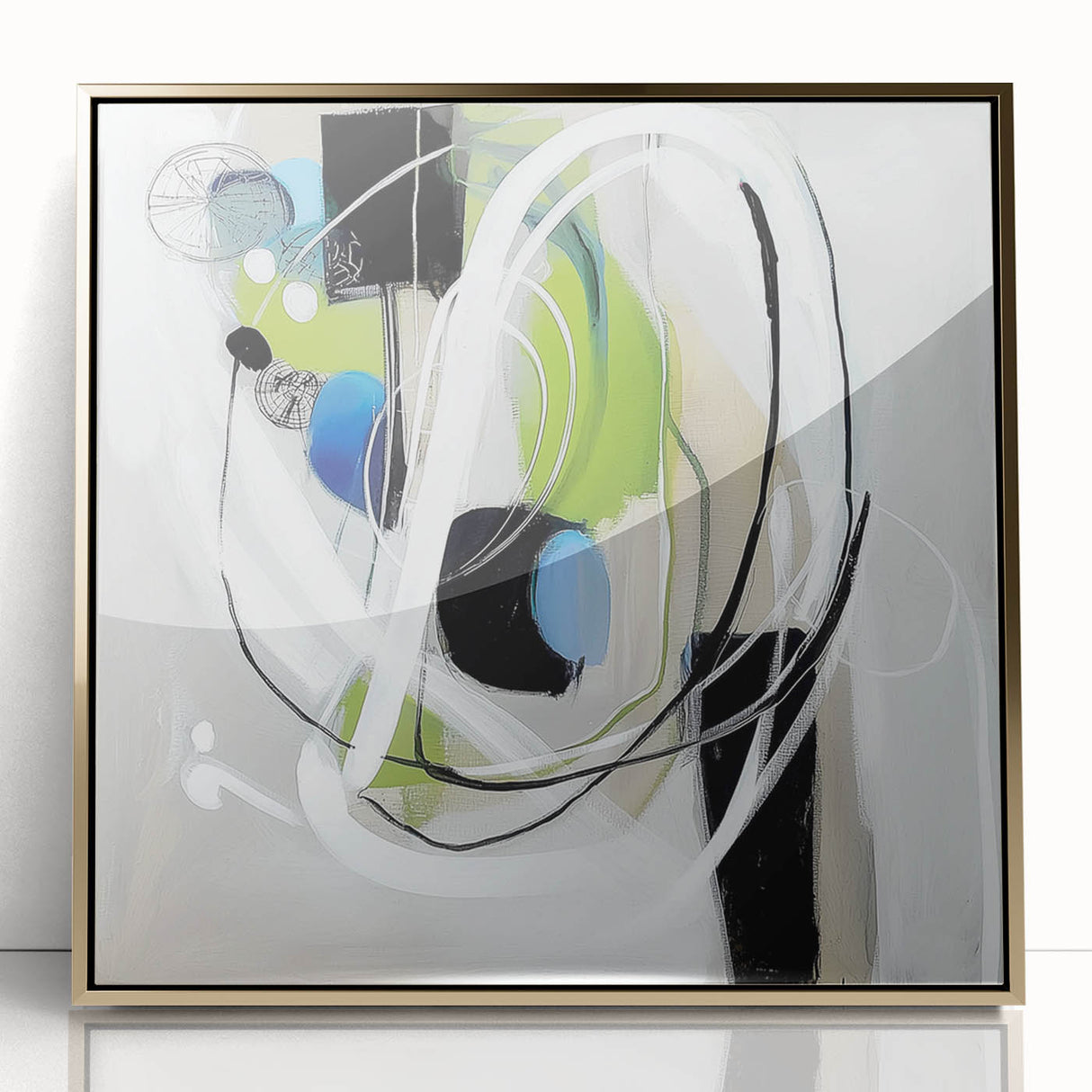 Abstract Art Prints – Modern Green and Blue Geometric Wall Design