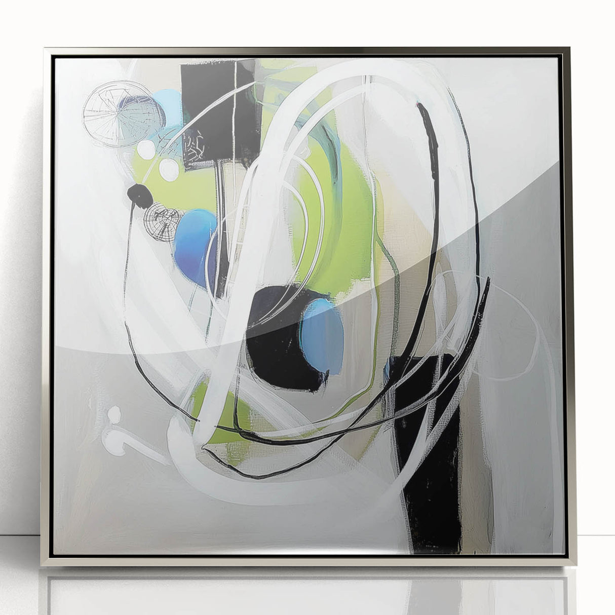 Abstract Art Prints – Modern Green and Blue Geometric Wall Design