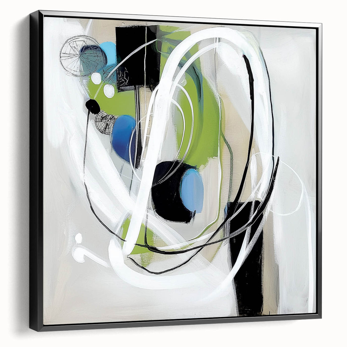 Abstract Art Prints – Modern Green and Blue Geometric Wall Design