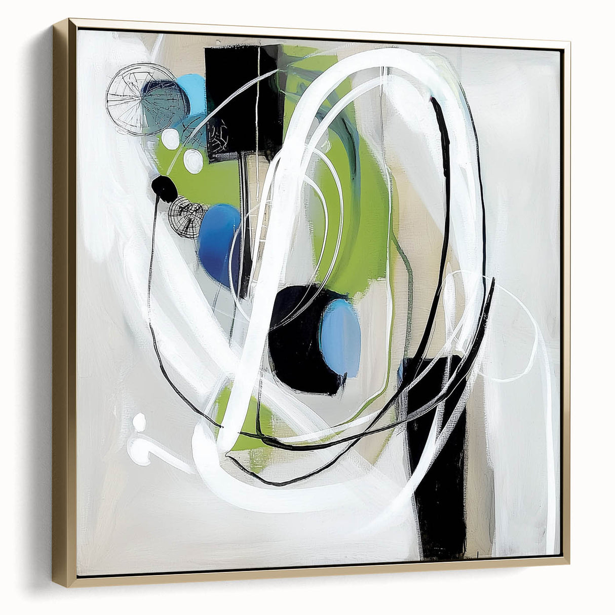 Abstract Art Prints – Modern Green and Blue Geometric Wall Design