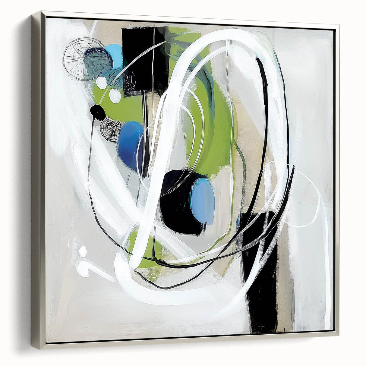 Abstract Art Prints – Modern Green and Blue Geometric Wall Design