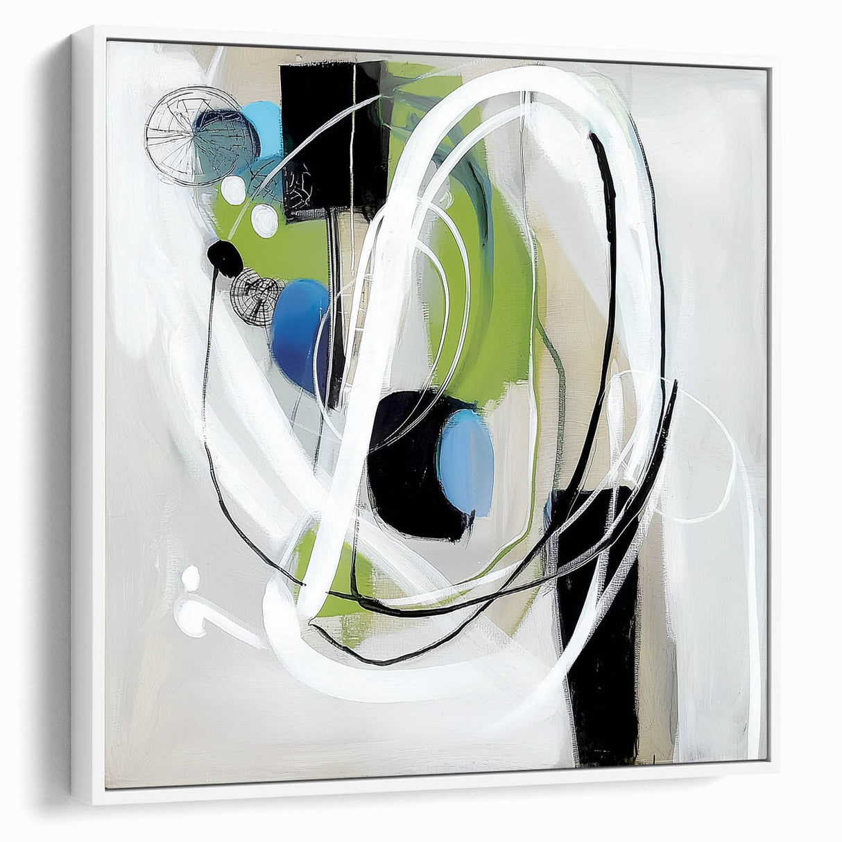 Abstract Art Prints – Modern Green and Blue Geometric Wall Design