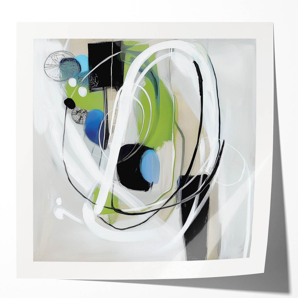 Abstract Art Prints – Modern Green and Blue Geometric Wall Design