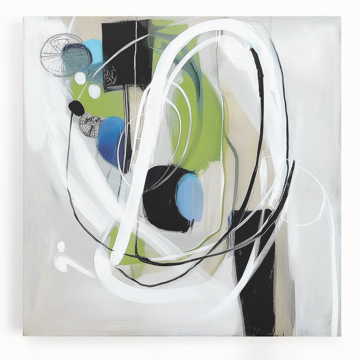 Abstract Art Prints – Modern Green and Blue Geometric Wall Design