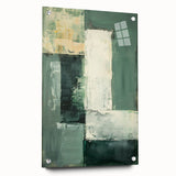 Abstract minimalist wall art displayed in a side view, featuring a smooth acrylic glass finish and secured with decorative pins, ideal for modern decor.