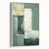 Framed minimalist wall art featuring an abstract design with soft white tones, displayed from the side, perfect for modern home decor and interior design aesthetics.
