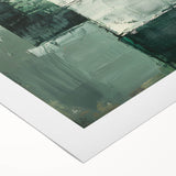 Abstract minimalist wall art on rolled canvas, showcasing soft pastel colors and geometric shapes, elegantly packaged in a protective cardboard tube for easy display.