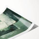 Abstract minimalist wall art print showcasing soft pastel colors and geometric shapes, elegantly rolled and housed in a protective cardboard tube for easy storage.