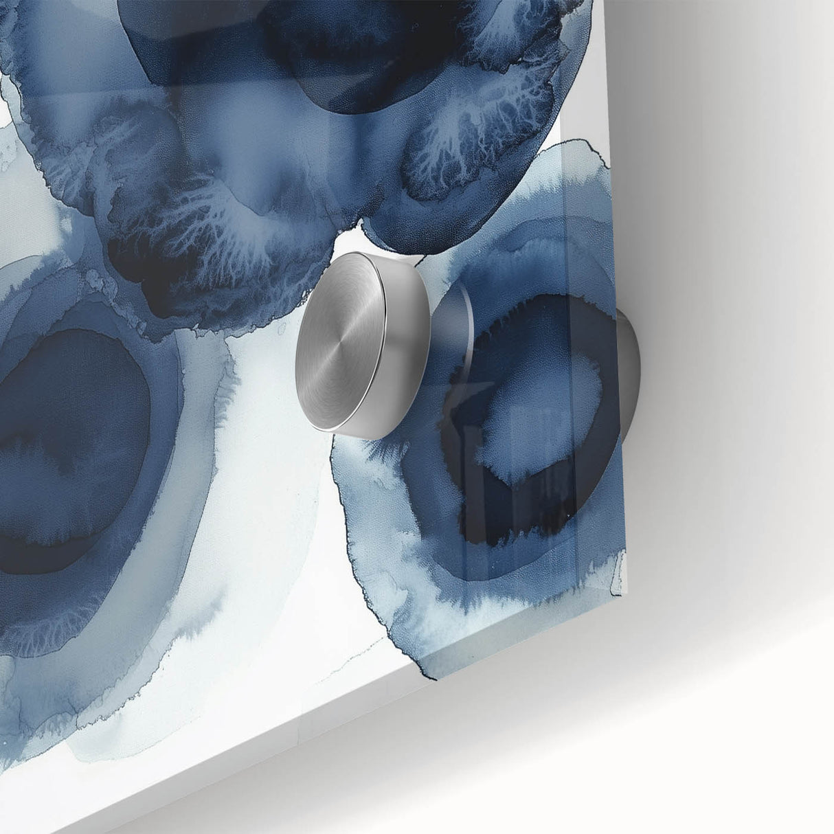 Modern Abstract Wall Art – Navy Blue Floral-Inspired Ink Design
