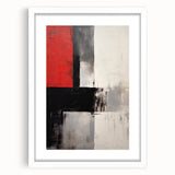 Abstract minimalist wall art framed in white with a mat, showcasing geometric shapes and soft colors, ideal for modern home decor. Perfect focal point for contemporary interiors.