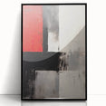 Framed abstract minimalist wall art featuring a sleek black design, showcased in a modern acrylic frame, perfect for contemporary home decor.