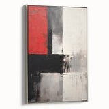 Abstract minimalist wall art framed canvas showcasing elegant silver tones and geometric patterns, perfect for modern home decor. Side view highlights its refined design and sleek finish, ideal for adding sophistication to any room.