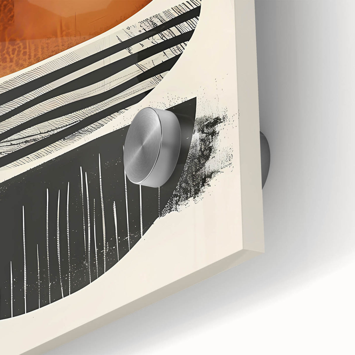 Abstract minimalist wall art design on acrylic glass, showcasing a harmonious blend of soft colors and geometric shapes, ideal for modern decor.