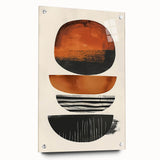 Abstract minimalist wall art displayed from the side, showcasing a sleek acrylic glass frame with decorative pins, perfect for modern home decor.