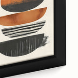 Close-up of minimalist abstract wall art featuring soft pastel colors and geometric shapes, elegantly framed and ready to enhance modern decor.