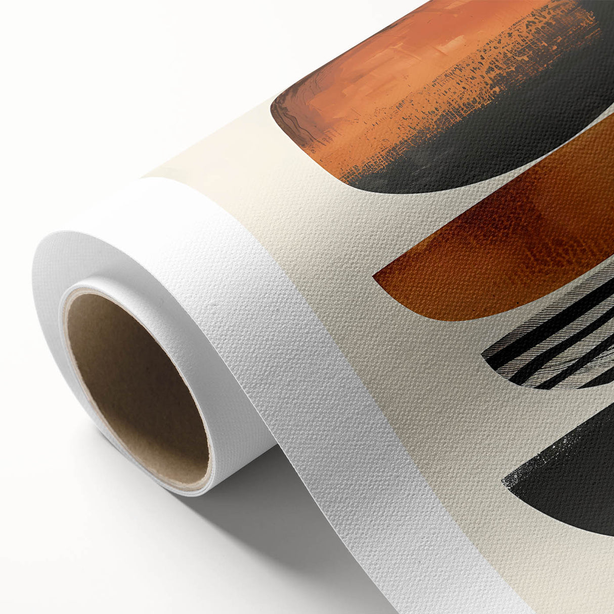 Abstract minimalist wall art on rolled canvas showcasing soft, muted colors and geometric shapes, perfect for modern interior decor. Packaged securely for safe delivery.