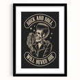 Rock and Roll Will Never Die Poster | Vintage Retro Skull Art