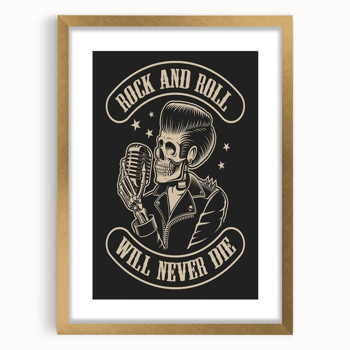 Rock and Roll Will Never Die Poster | Vintage Retro Skull Art
