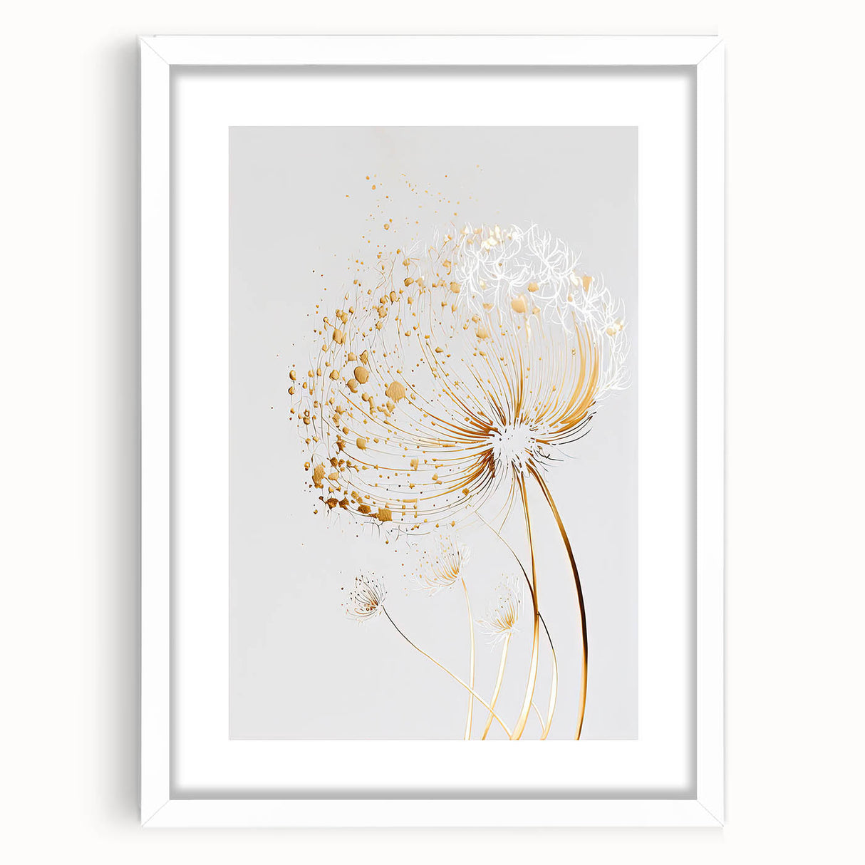Elegant Golden Dandelion - Modern Living Room Canvas Wall Art