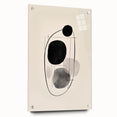 Abstract minimalist wall art featuring bold geometric shapes in soft pastel colors, mounted on acrylic glass, perfect for modern home decor.