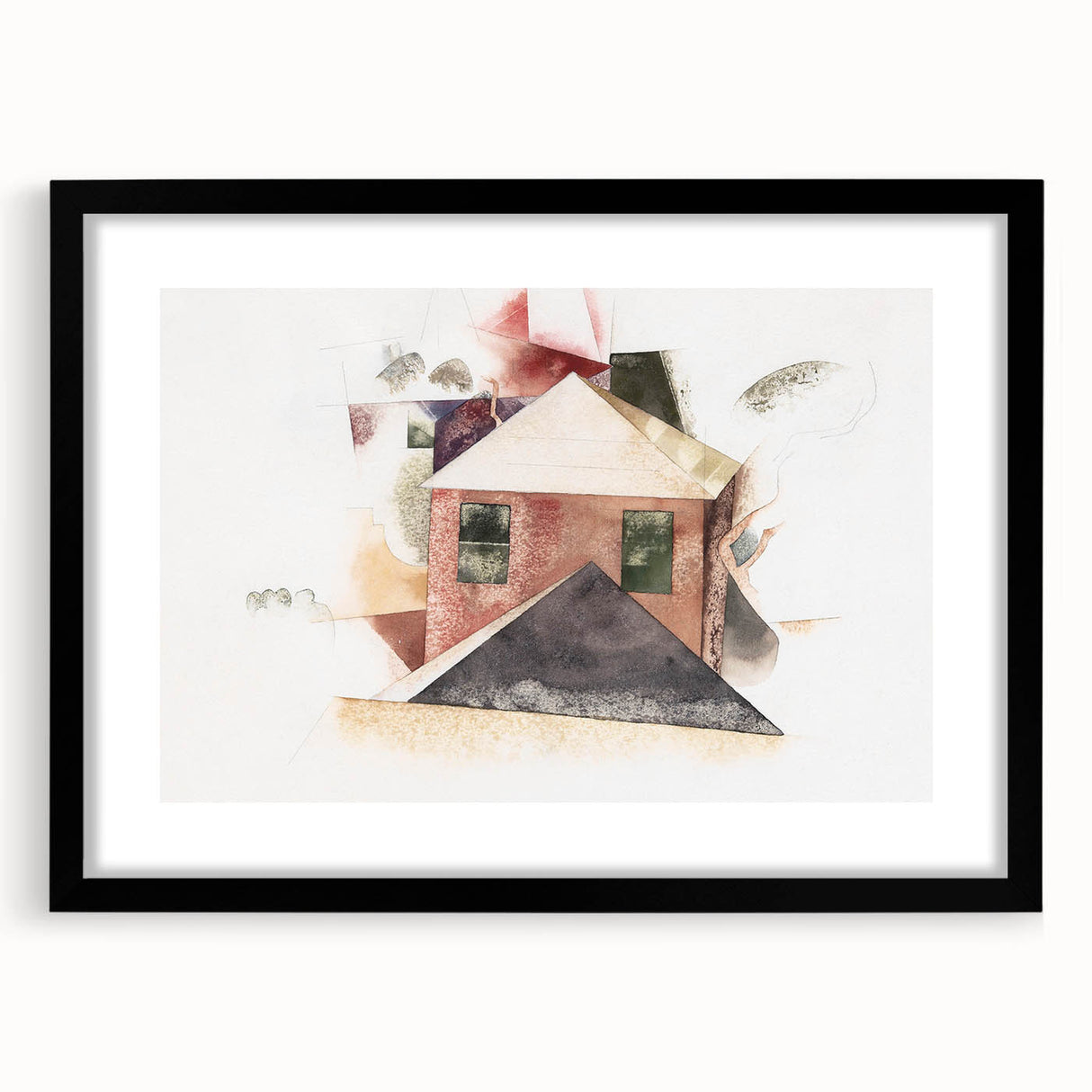 Modern Wall Art - Houses with Red by Charles Demuth - Minimalist Architectural Decor