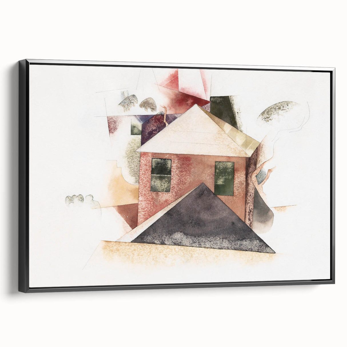 Modern Wall Art - Houses with Red by Charles Demuth - Minimalist Architectural Decor