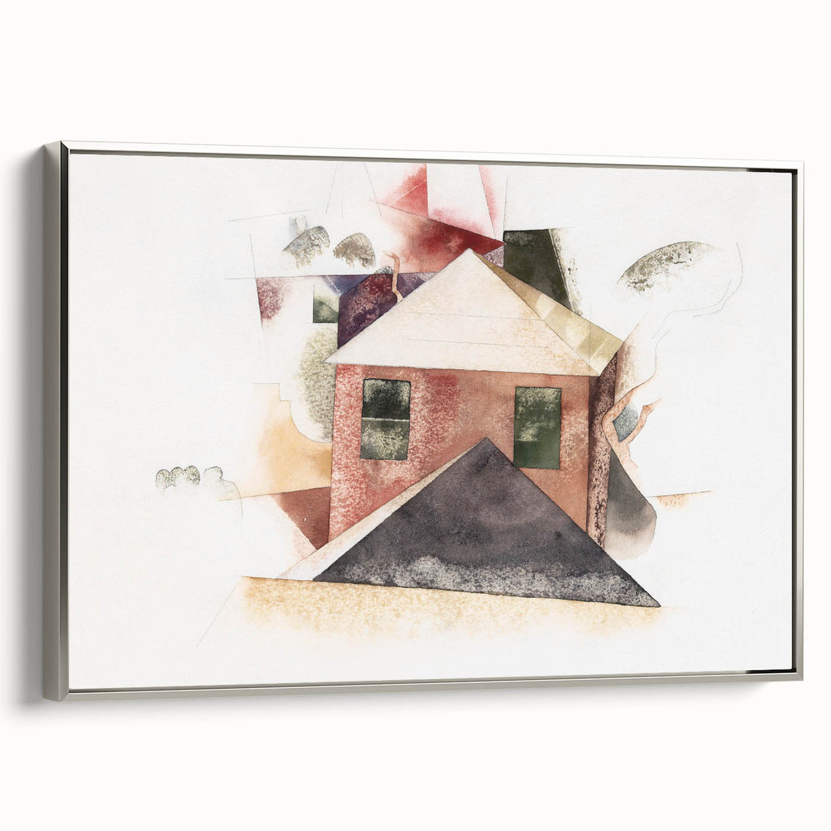 Modern Wall Art - Houses with Red by Charles Demuth - Minimalist Architectural Decor