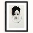 Abstract minimalist wall art design featuring a black frame and white mat, showcasing geometric shapes and soft lines, ideal for modern home decor.