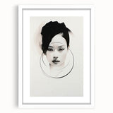 Abstract minimalist wall art framed in white with a mat, showcasing geometric shapes in soft pastel colors, perfect for modern home decor.