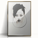 Framed abstract minimalist wall art featuring a gold acrylic design, showcasing elegant lines and shapes, perfect for modern home decor.