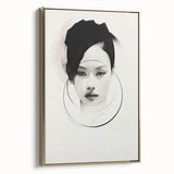 Framed abstract minimalist wall art showcasing a gold design on canvas, viewed from the side, perfect for modern home decor and artistic interiors.