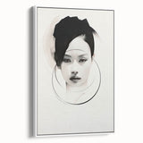 Framed abstract minimalist wall art featuring a white canvas with subtle texture, displayed from a side view, perfect for modern home decor.