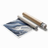 Modern Abstract Wall Art – Navy and Gray Fluid Acrylic Canvas
