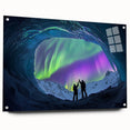 Acrylic glass landscape art depicting vibrant cave formations with intricate details, presented in a side view showcasing depth and color, ideal for modern decor.