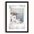 Abstract architecture wall art in a sleek black frame with a white mat, showcasing geometric shapes and lines that evoke modern design aesthetics. Ideal for contemporary home decor.