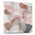 Abstract geometric acrylic glass art piece showcasing vibrant colors and intricate patterns, displayed side view with metallic pins, perfect for modern decor.
