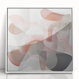 Framed abstract geometric wall art in white and gray tones, showcasing a modern design with clean lines and sharp angles, perfect for contemporary home decor.