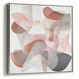 Abstract geometric framed canvas art with a silver finish, showcasing intricate patterns and shapes, ideal for modern home decor. Side view highlights the depth and texture of the design.