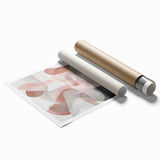 Abstract geometric rolled print featuring vibrant colors and intricate patterns, designed for modern decor, carefully packaged in a protective cardboard tube. Ideal for enhancing contemporary interiors.