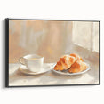 Black and white framed canvas depicting vintage pastries, ideal for bedroom or kitchen decor.