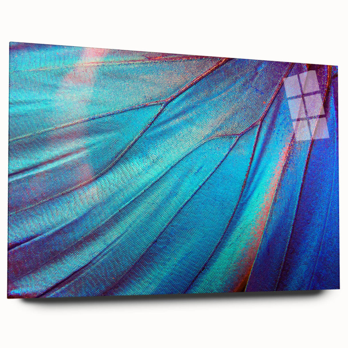 Close-up of green leaves print on acrylic glass, large abstract wall art ideal for bedroom or dining room decor.
