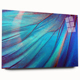 Close-up of green leaves print on acrylic glass, large abstract wall art ideal for bedroom or dining room decor.
