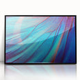 Large abstract wall art featuring close-up green leaves, in a black frame on acrylic, ideal for modern art wall decor.