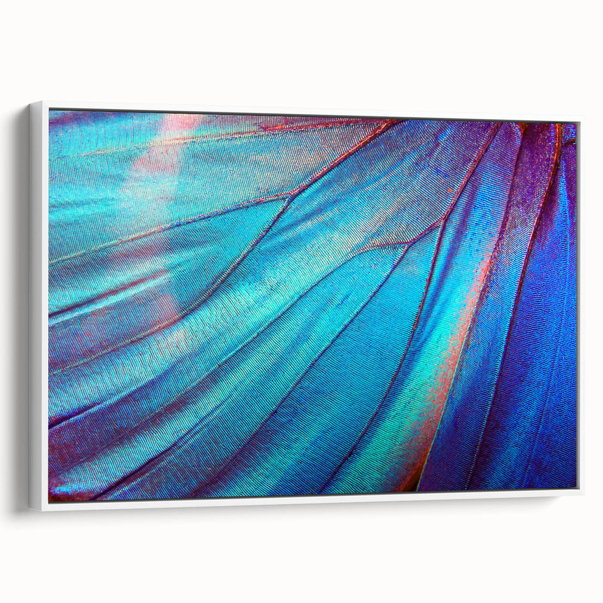 Vintage poster art of vibrant, colorful leaves on a black background, framed canvas, ideal for living room decor.