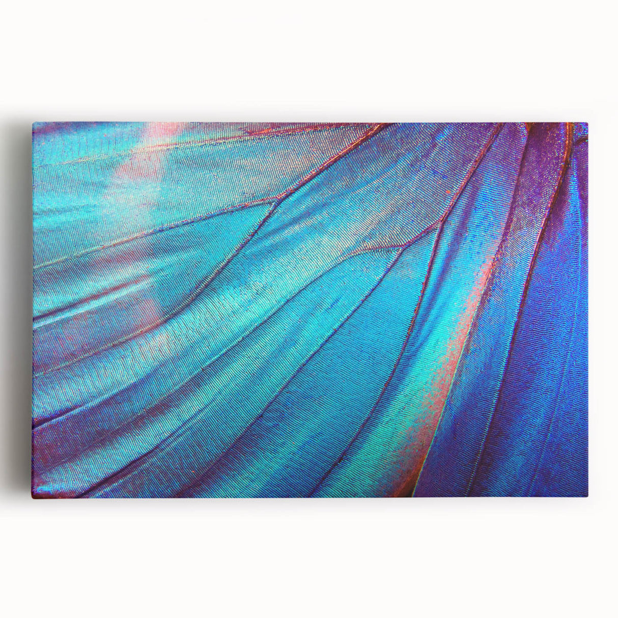 Close-up of leaves in black and white on a large stretched canvas, ideal for kitchen wall art.