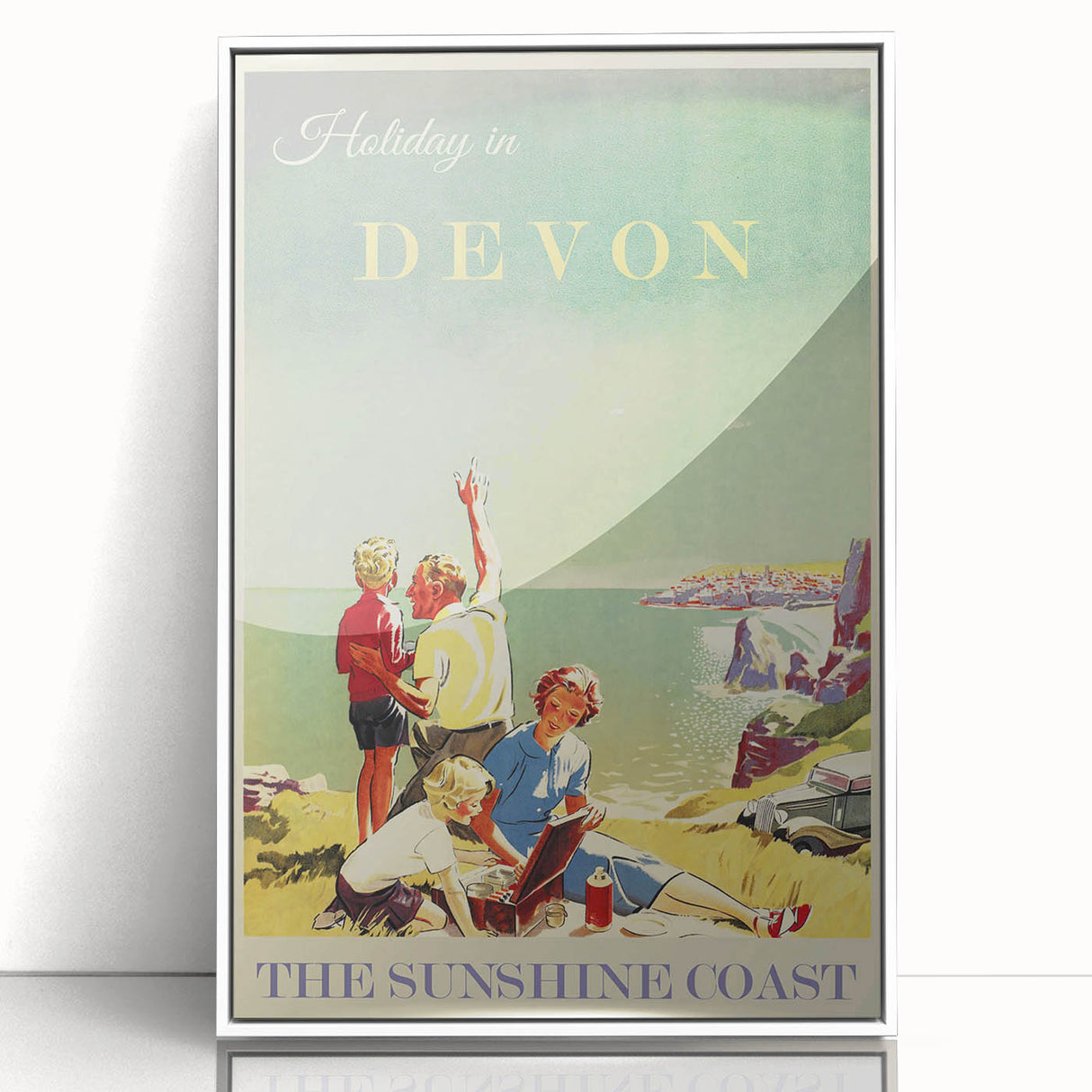 Retro Devon Travel Poster – Vintage Sunshine Coast Print