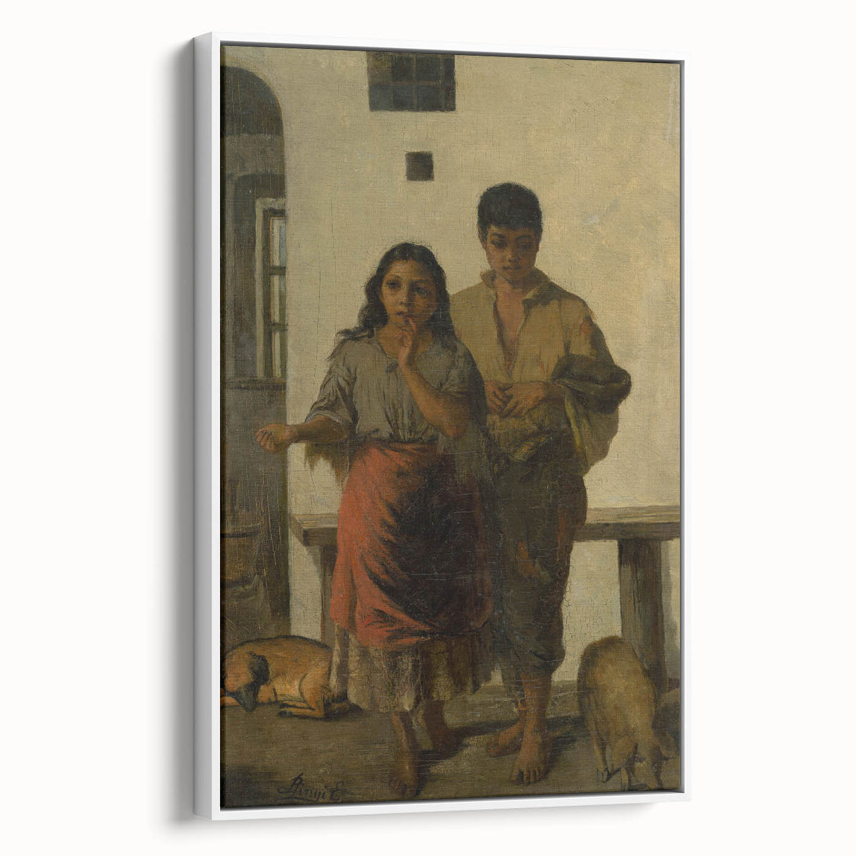 Realism Art Print - A Gypsy with a Gypsy Woman, Rustic Canvas Art