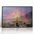 Large abstract wall art depicting an Indian landscape in muted earth tones on a framed acrylic panel.