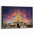 Black and white landscape art painting of an Indian scenery on framed canvas, ideal for bedroom wall decor.
