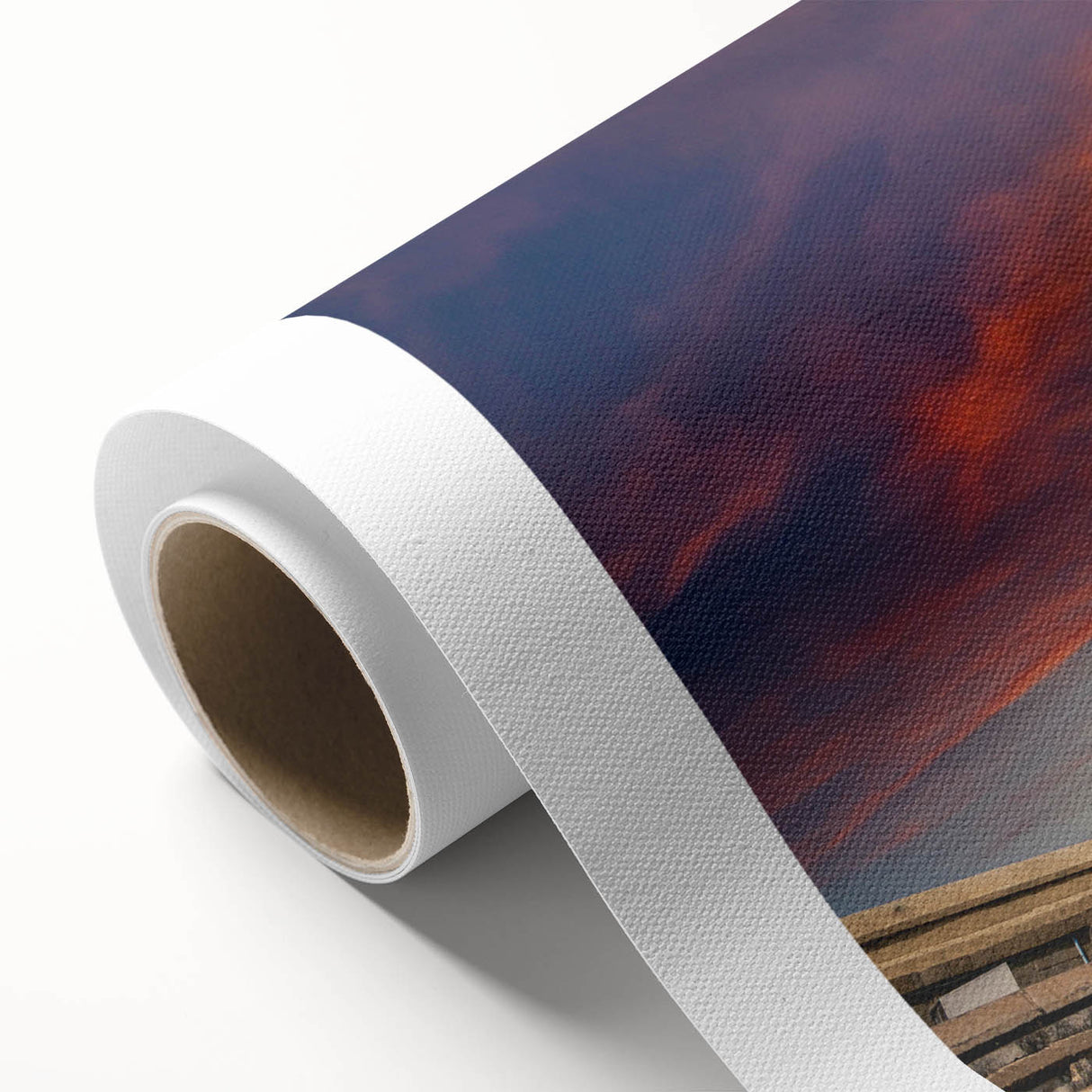 Art deco poster depicting a serene Indian landscape in soft pastel hues on rolled canvas, suitable for nursery wall art.